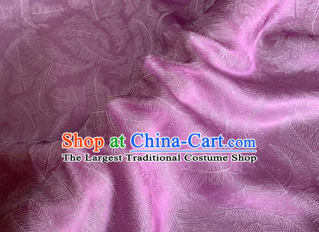 Asian Chinese Classical Feather Pattern Design Purple Brocade Jacquard Fabric Traditional Cheongsam Silk Material