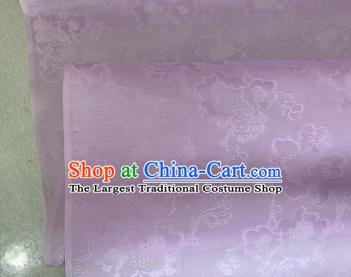 Asian Chinese Classical Peony Pattern Design Light Purple Jacquard Fabric Traditional Cheongsam Silk Material