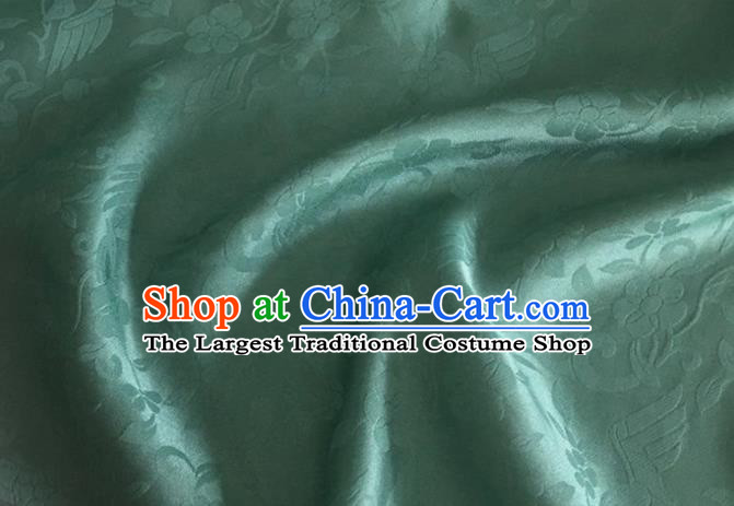 Asian Chinese Classical Birds Pattern Design Green Brocade Jacquard Fabric Traditional Cheongsam Silk Material