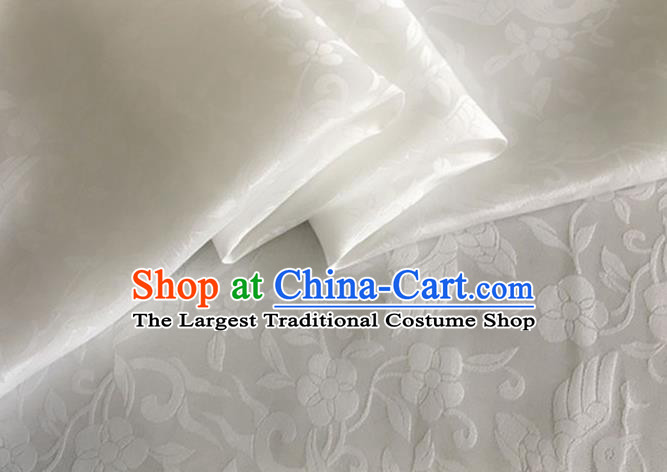 Asian Chinese Classical Birds Pattern Design White Brocade Jacquard Fabric Traditional Cheongsam Silk Material