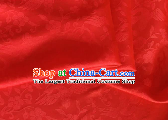 Asian Chinese Classical Birds Pattern Design Red Brocade Jacquard Fabric Traditional Cheongsam Silk Material