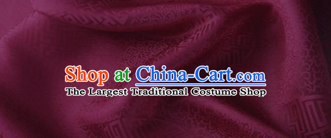 Asian Chinese Classical Longevity Pattern Design Wine Red Brocade Jacquard Fabric Traditional Cheongsam Silk Material