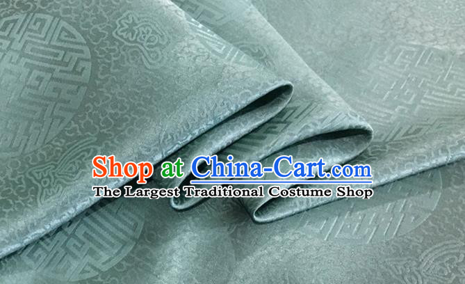 Asian Chinese Classical Longevity Pattern Design Sky Blue Brocade Jacquard Fabric Traditional Cheongsam Silk Material