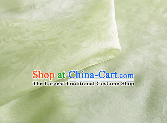 Asian Chinese Classical Lotus Pattern Design Light Green Brocade Jacquard Fabric Traditional Cheongsam Silk Material