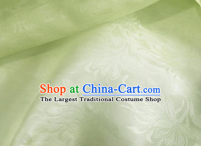 Asian Chinese Classical Lotus Pattern Design Light Green Brocade Jacquard Fabric Traditional Cheongsam Silk Material