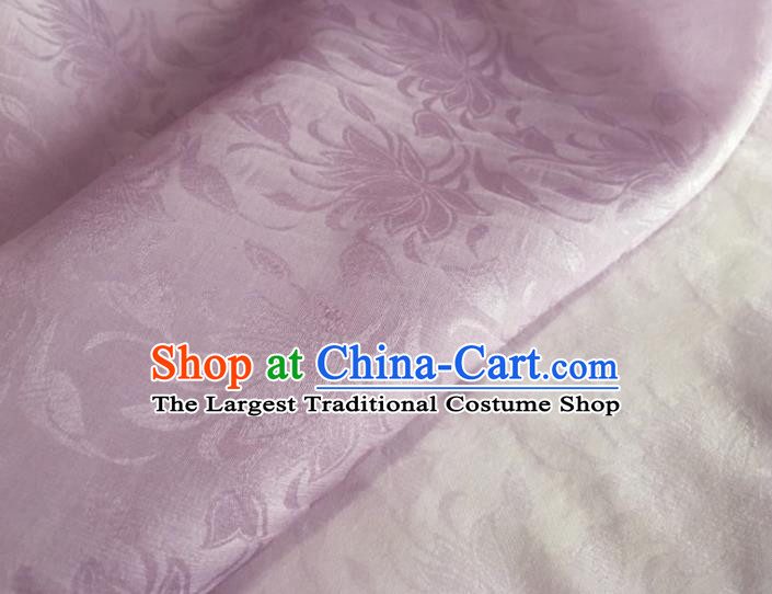 Asian Chinese Classical Lotus Pattern Design Lilac Brocade Jacquard Fabric Traditional Cheongsam Silk Material