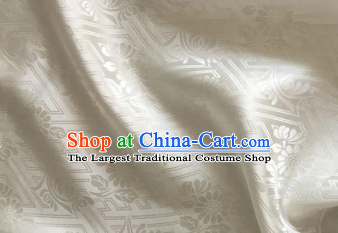 Asian Chinese Classical Daisy Pattern Design White Brocade Jacquard Fabric Traditional Cheongsam Silk Material