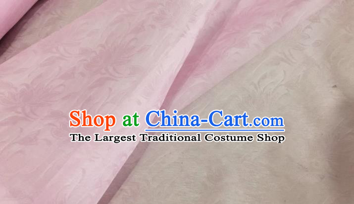 Asian Chinese Classical Lotus Pattern Design Pink Brocade Jacquard Fabric Traditional Cheongsam Silk Material