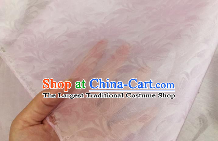 Asian Chinese Classical Lotus Pattern Design Pink Brocade Jacquard Fabric Traditional Cheongsam Silk Material