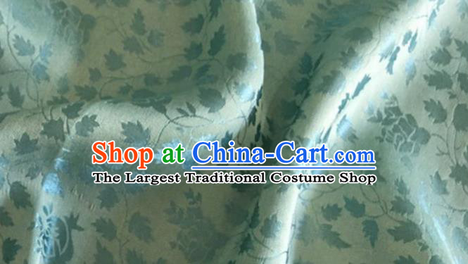 Asian Chinese Classical Jacquard Pattern Design Green Brocade Fabric Traditional Cheongsam Silk Material