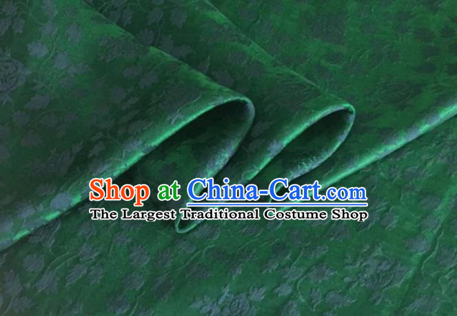 Asian Chinese Classical Jacquard Pattern Design Atrovirens Brocade Fabric Traditional Cheongsam Silk Material