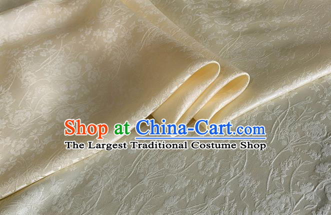Asian Chinese Classical Jacquard Peony Pattern Design Beige Brocade Fabric Traditional Cheongsam Silk Material