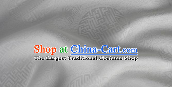 Asian Chinese Classical Longevity Pattern Design White Brocade Jacquard Fabric Traditional Cheongsam Silk Material