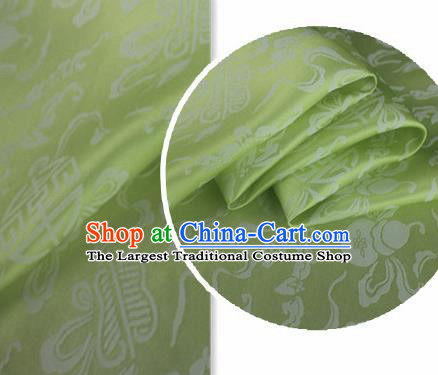 Asian Chinese Classical Ribbon Calabash Pattern Design Light Green Silk Fabric Traditional Cheongsam Material