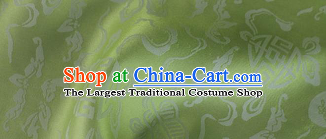 Asian Chinese Classical Ribbon Calabash Pattern Design Light Green Silk Fabric Traditional Cheongsam Material