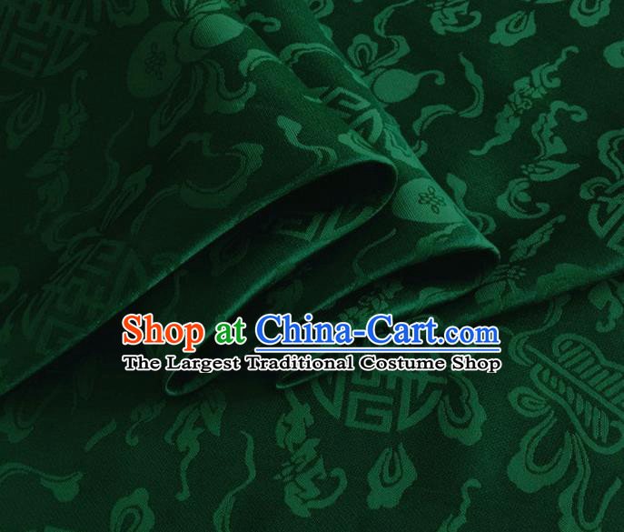 Asian Chinese Classical Ribbon Calabash Pattern Design Deep Green Silk Fabric Traditional Cheongsam Material
