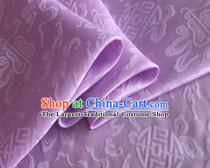 Asian Chinese Classical Ribbon Calabash Pattern Design Light Purple Silk Fabric Traditional Cheongsam Material