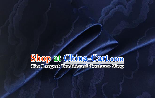 Asian Chinese Classical Cloud Pattern Design Navy Silk Fabric Traditional Cheongsam Brocade Material