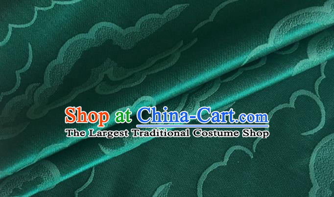 Asian Chinese Classical Cloud Pattern Design Green Silk Fabric Traditional Cheongsam Brocade Material