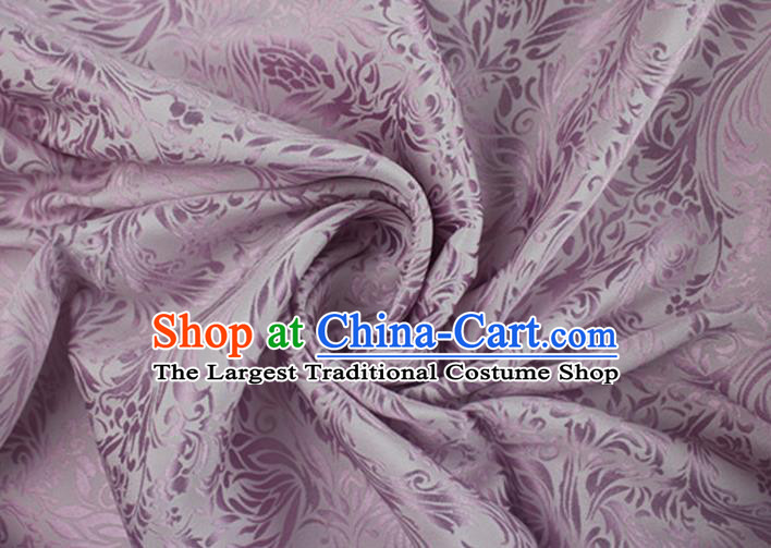 Asian Chinese Classical Iris Pattern Design Light Purple Silk Fabric Traditional Cheongsam Brocade Material