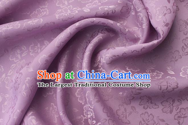 Asian Chinese Classical Flowers Pattern Design Purple Silk Fabric Traditional Cheongsam Brocade Material