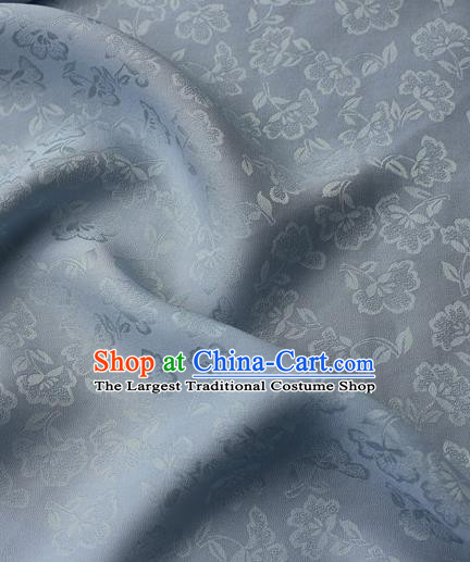 Asian Chinese Classical Flowers Pattern Design Light Blue Silk Fabric Traditional Cheongsam Brocade Material