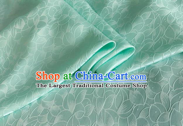 Asian Chinese Classical Lotus Petals Pattern Design Light Green Silk Fabric Traditional Cheongsam Brocade Material