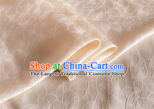 Asian Chinese Classical Lotus Petals Pattern Design Champagne Silk Fabric Traditional Cheongsam Brocade Material