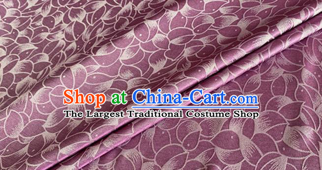 Asian Chinese Classical Lotus Petals Pattern Design Wine Red Silk Fabric Traditional Cheongsam Brocade Material