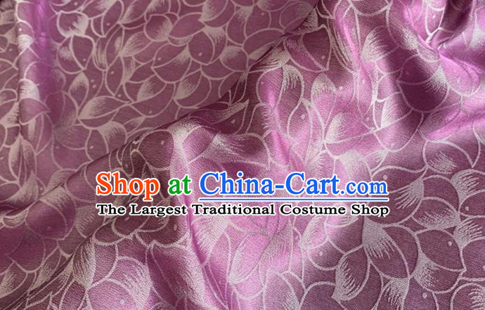 Asian Chinese Classical Lotus Petals Pattern Design Wine Red Silk Fabric Traditional Cheongsam Brocade Material