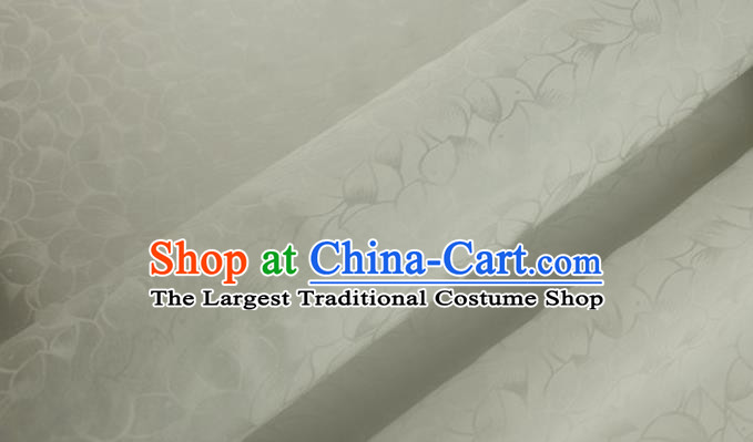 Asian Chinese Classical Lotus Petals Pattern Design Beige Silk Fabric Traditional Cheongsam Brocade Material