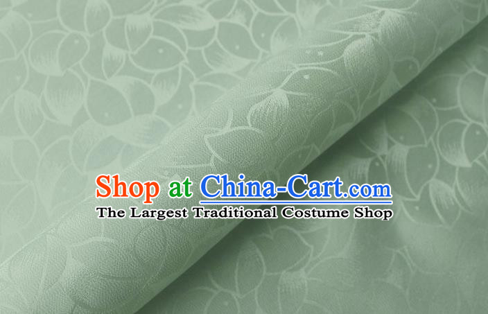 Asian Chinese Classical Lotus Petals Pattern Design Light Green Silk Fabric Traditional Cheongsam Brocade Material