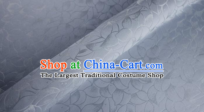 Asian Chinese Classical Lotus Petals Pattern Design Light Blue Silk Fabric Traditional Cheongsam Brocade Material