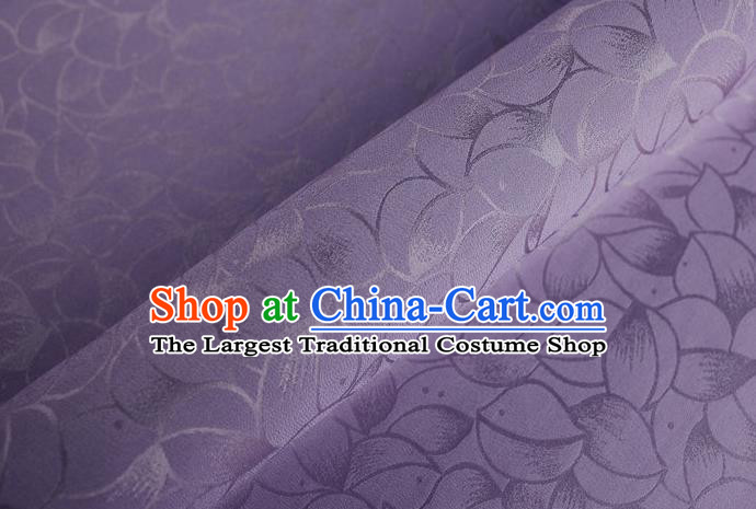 Asian Chinese Classical Lotus Petals Pattern Design Lilac Silk Fabric Traditional Cheongsam Brocade Material