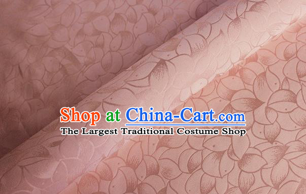 Asian Chinese Classical Lotus Petals Pattern Design Pink Silk Fabric Traditional Cheongsam Brocade Material