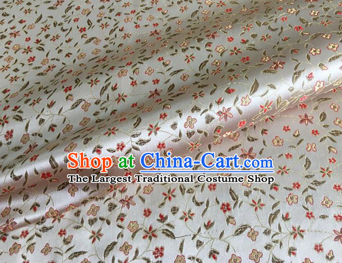 Asian Chinese Classical Pepper Flowers Pattern Design White Brocade Fabric Traditional Cheongsam Silk Material