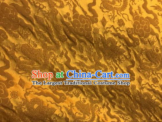 Asian Chinese Classical Cloud Dragon Pattern Design Golden Silk Fabric Traditional Nanjing Brocade Material