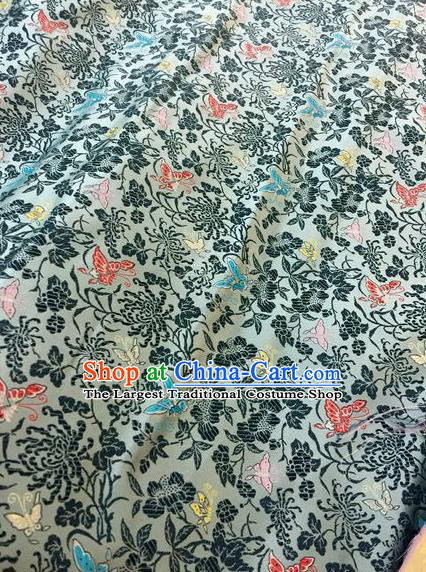 Asian Chinese Classical Butterfly Chrysanthemum Pattern Design Silk Fabric Traditional Nanjing Brocade Material
