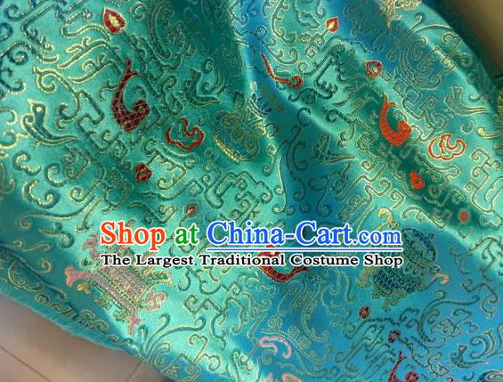 Asian Chinese Classical Sacrifice Pattern Design Green Silk Fabric Traditional Nanjing Brocade Material