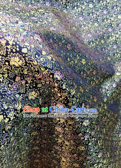 Asian Chinese Classical Cockscomb Pattern Design Navy Silk Fabric Traditional Nanjing Brocade Material