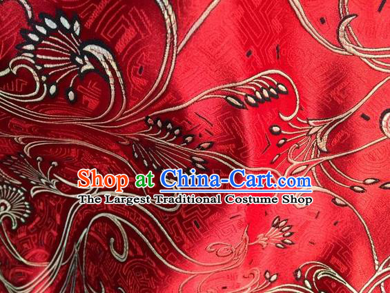 Asian Chinese Classical Fireworks Pattern Design Red Silk Fabric Traditional Nanjing Brocade Material