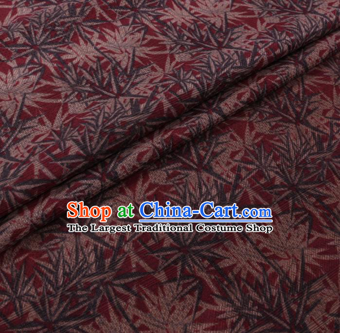 Chinese Cheongsam Classical Pattern Design Wine Red Watered Gauze Fabric Asian Traditional Silk Material
