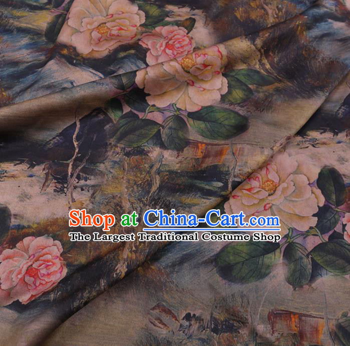 Chinese Cheongsam Classical Peony Pattern Design Watered Gauze Fabric Asian Traditional Silk Material