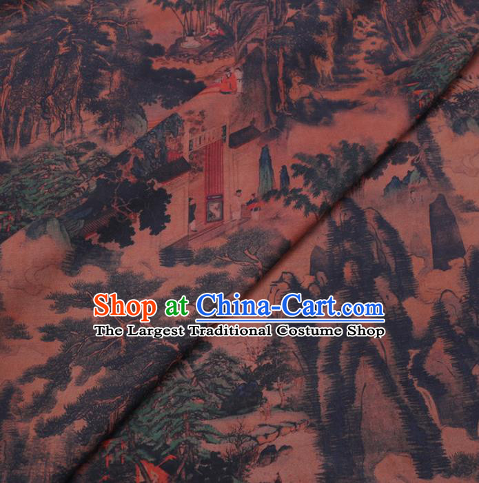 Chinese Cheongsam Classical Pattern Design Ginger Watered Gauze Fabric Asian Traditional Silk Material