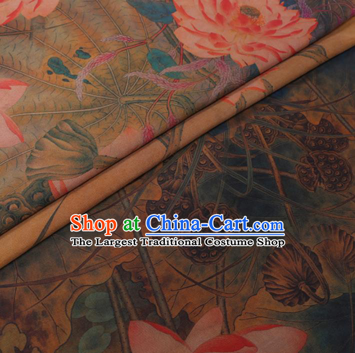 Chinese Cheongsam Classical Lotus Pattern Design Watered Gauze Fabric Asian Traditional Silk Material