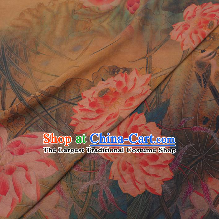 Chinese Cheongsam Classical Lotus Pattern Design Watered Gauze Fabric Asian Traditional Silk Material