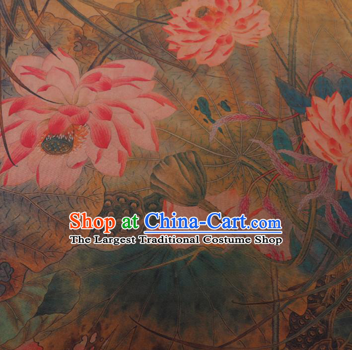 Chinese Cheongsam Classical Lotus Pattern Design Watered Gauze Fabric Asian Traditional Silk Material