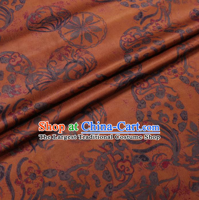 Chinese Cheongsam Classical Wheel Pattern Design Yellow Watered Gauze Fabric Asian Traditional Silk Material
