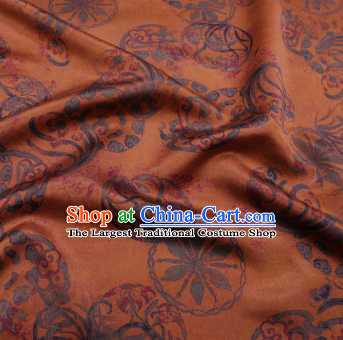 Chinese Cheongsam Classical Wheel Pattern Design Yellow Watered Gauze Fabric Asian Traditional Silk Material