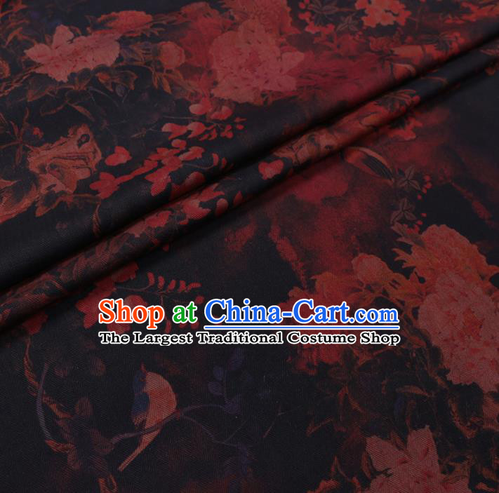 Chinese Cheongsam Classical Peony Pattern Design Watered Gauze Fabric Asian Traditional Silk Material